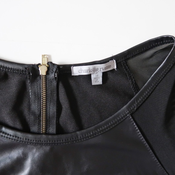 Black Sheer and Pleather Charlotte Russe Top - Picture 4 of 4
